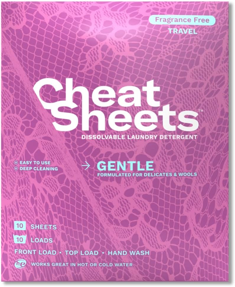 Cheat Sheets Laundry Detergent Sheets Gentle Travel Packs