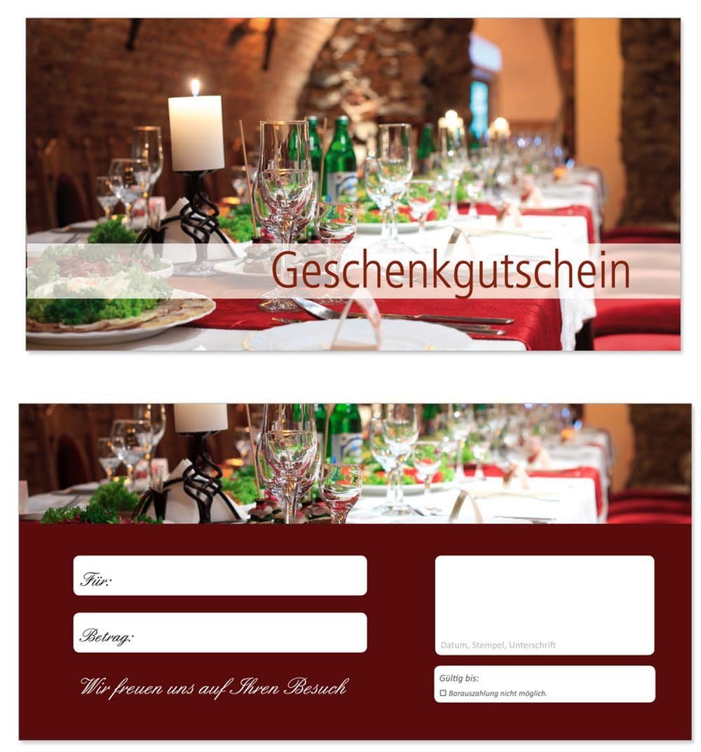 200 Geschenkgutscheine (Gastronomie-600) Ein super Produkt für Ihre Kunden. Gutscheine Gutscheinkarten