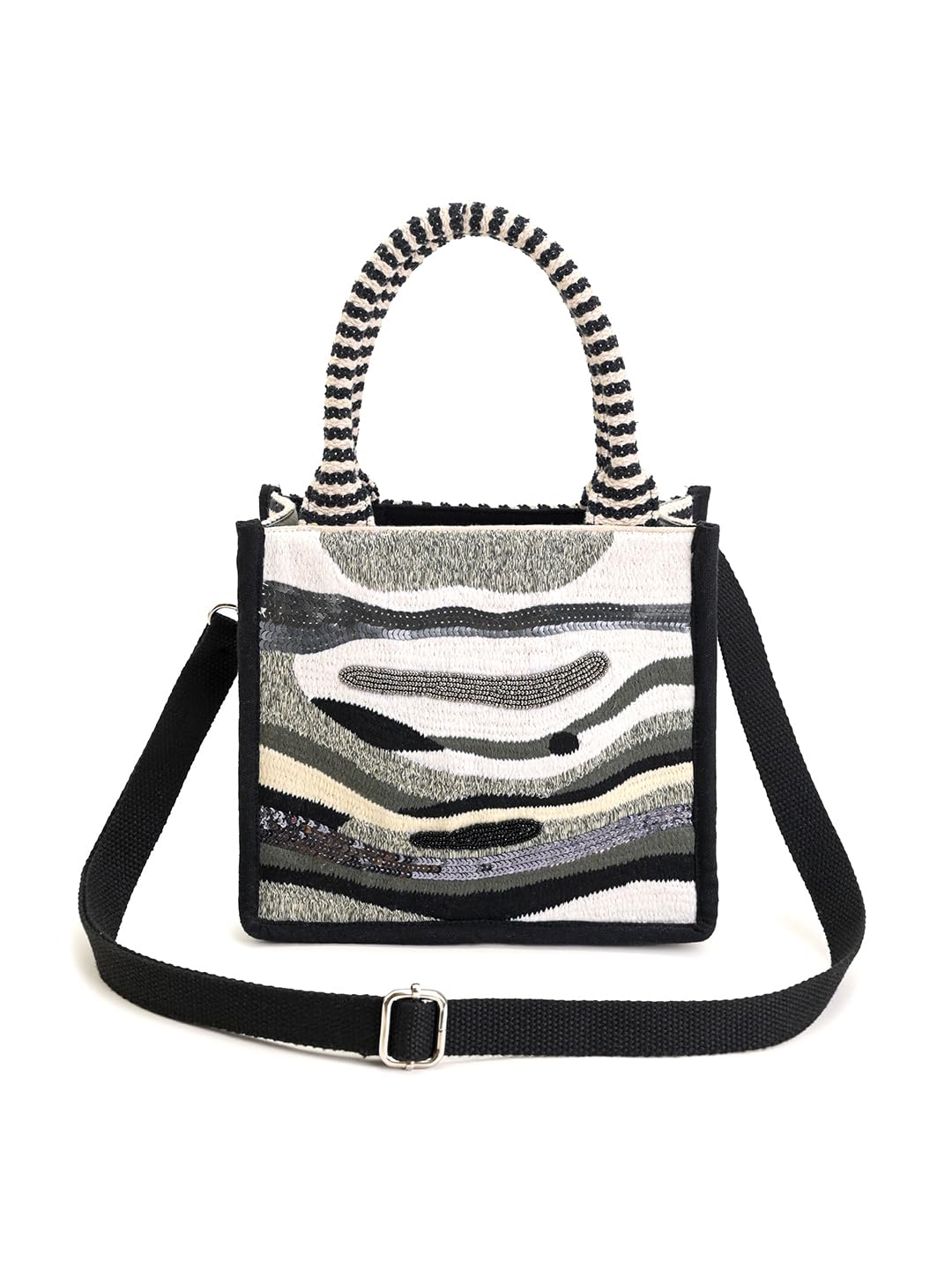 Black Embellished Mini Tote for Women with Adjustable Strap | Ladies Purse Handbag | Wedding Gifts for Women | Birthday Gift for Women-image-29