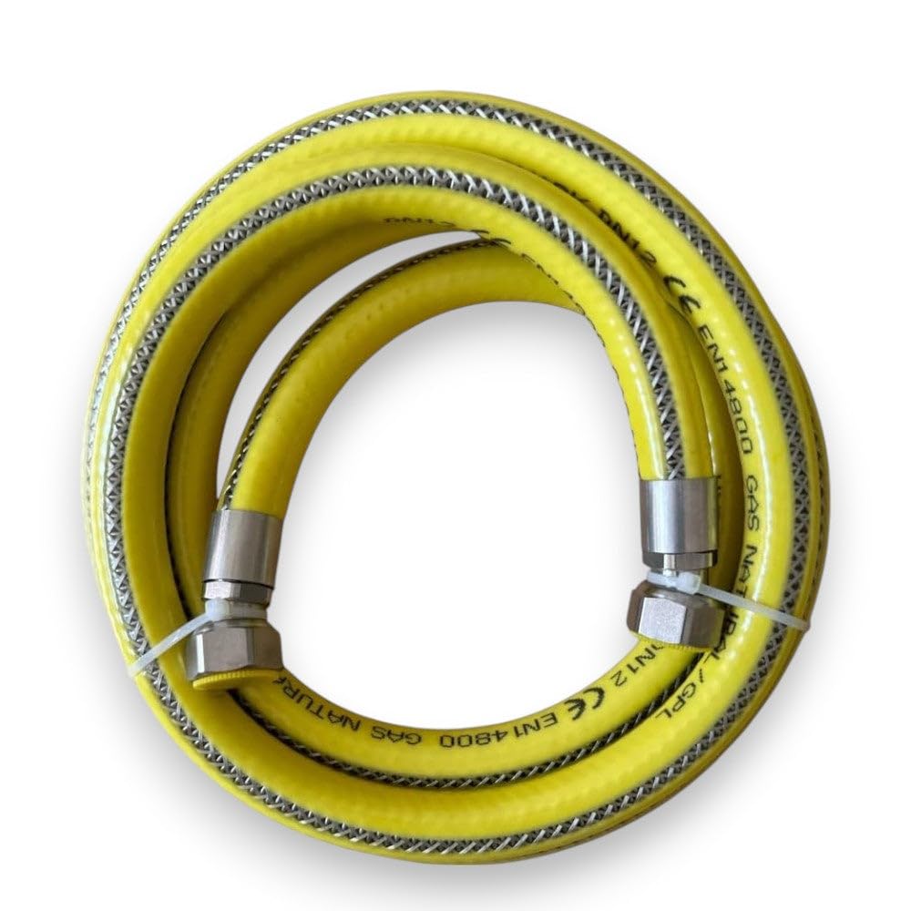 Tubo Gas Flessibile Acciaio Inox con Guaina Attacco FF 1/2 per Collegamento apparecchi a Gas Naturale e gpl - 400 cm