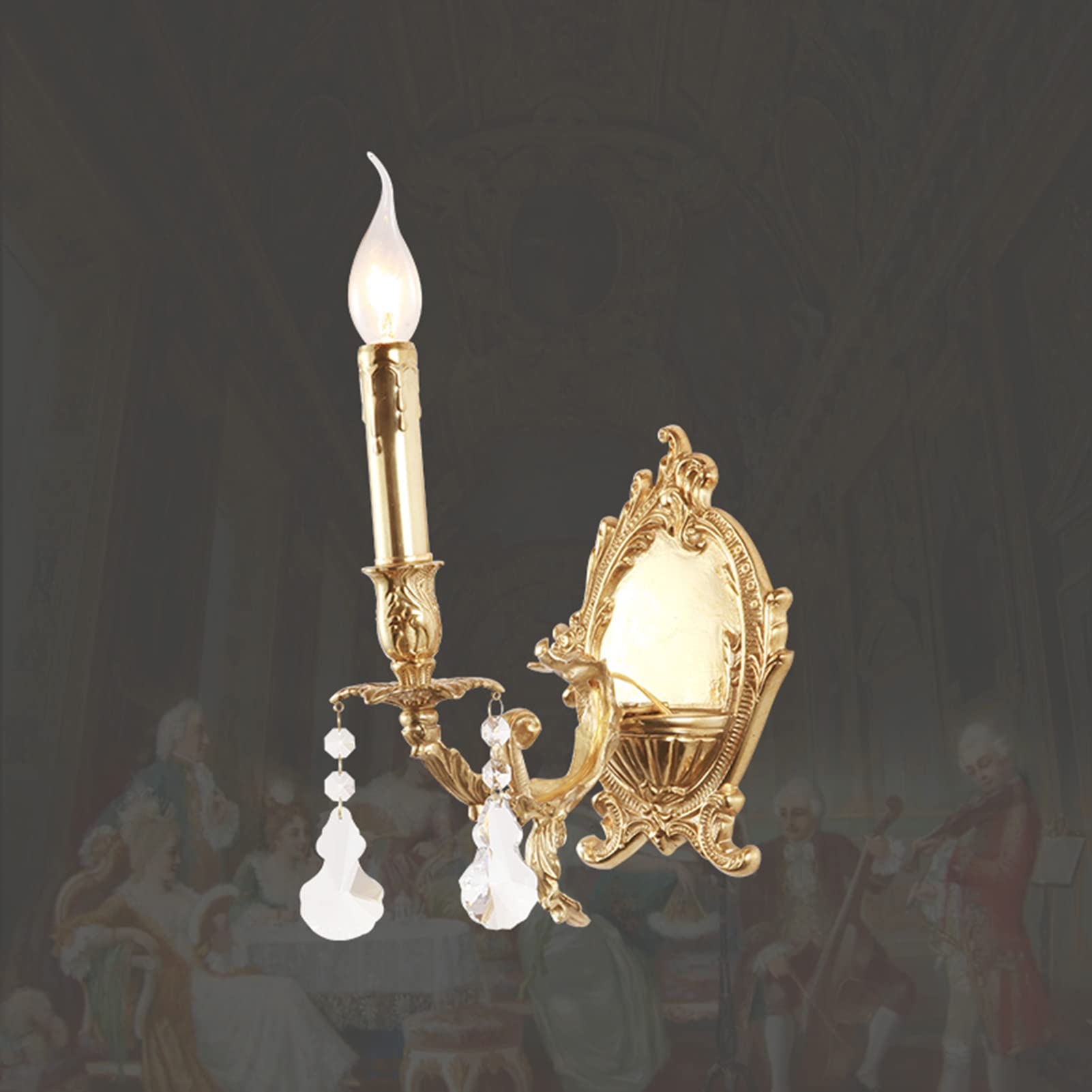 ZTCHSENZT Wall Sconces, French Candle Crystal Wall Lamp, All Copper Crystal Living Room Aisle Corridor Lamp, Sparkling Crystal Lamps,for Bedroom, Entryway, Dining Room, Girls Room,