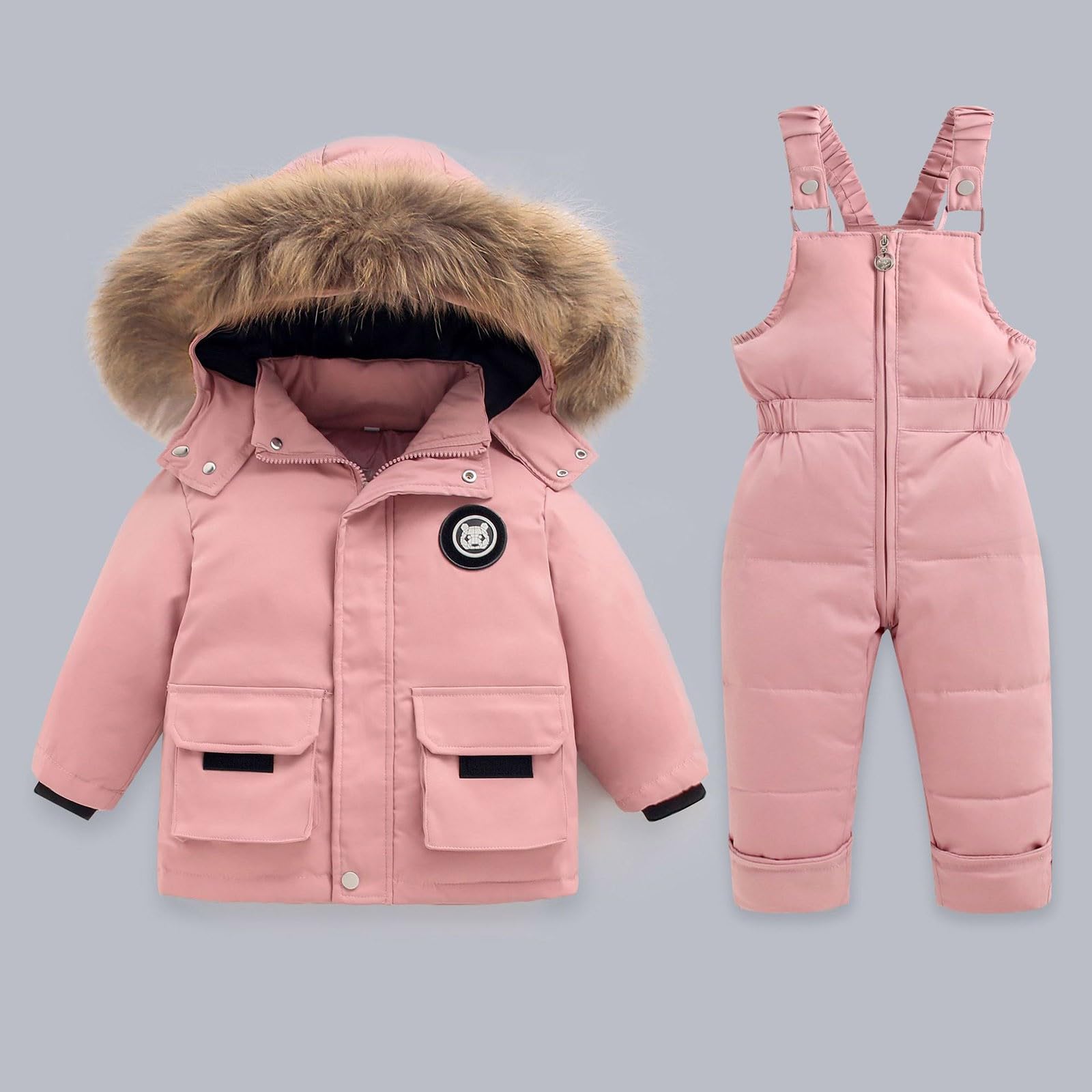 Niño Niño Invierno Niña Y Color Sólido Traje Nieve Pantalones Y Chaquetas Ropa Abrigo Conjunto De Ropa Niña 74