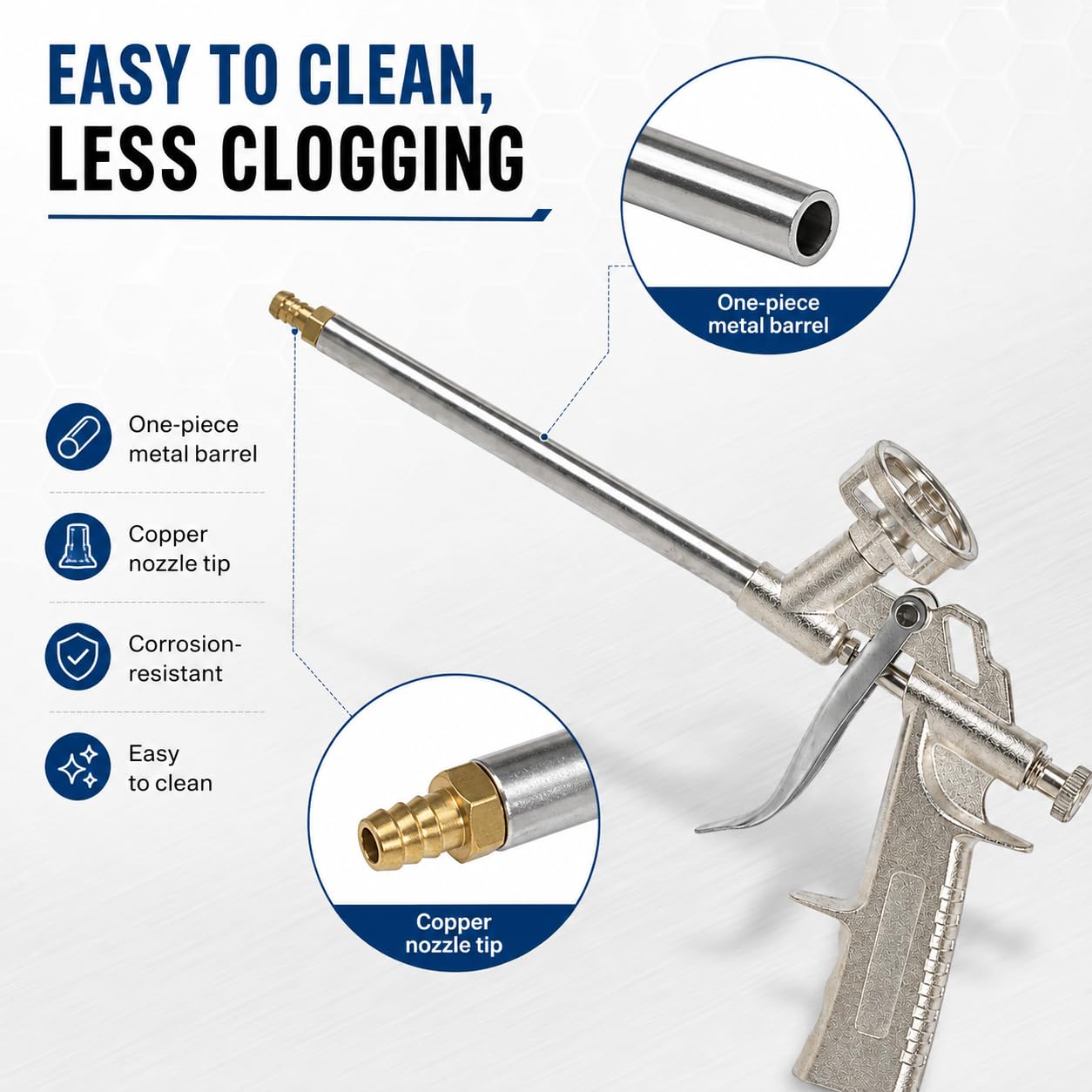 Pistolet Do Pianki Rozprężnej, Metalowy Aplikator Pu Z Regulacją Kontroli | Korpus Ze Stali Węglowej, Mosiężna Dysza, Bezpieczny Uchwyt Na Puszki I Ergonomiczny Uchwyt Do Drzwi, Okien, Izolacji