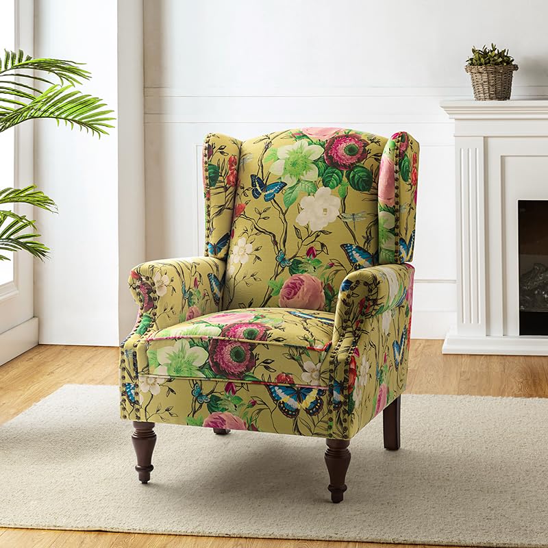 Sillón con diseño clásico alas Mostaza miniatura 3