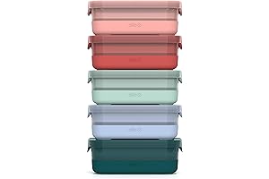 Reusable Silicone Meal Prep Containers with Airtight Lids - Ello Plastic 5 Pack
