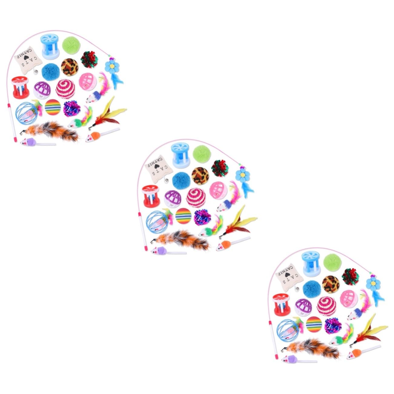 Toddmomy 60piezas Juguetes Interactivos para Gatos Bolas y Cascabeles Juguetes De Teaser para Mascotas Mantiene Tu Gato y Saludable