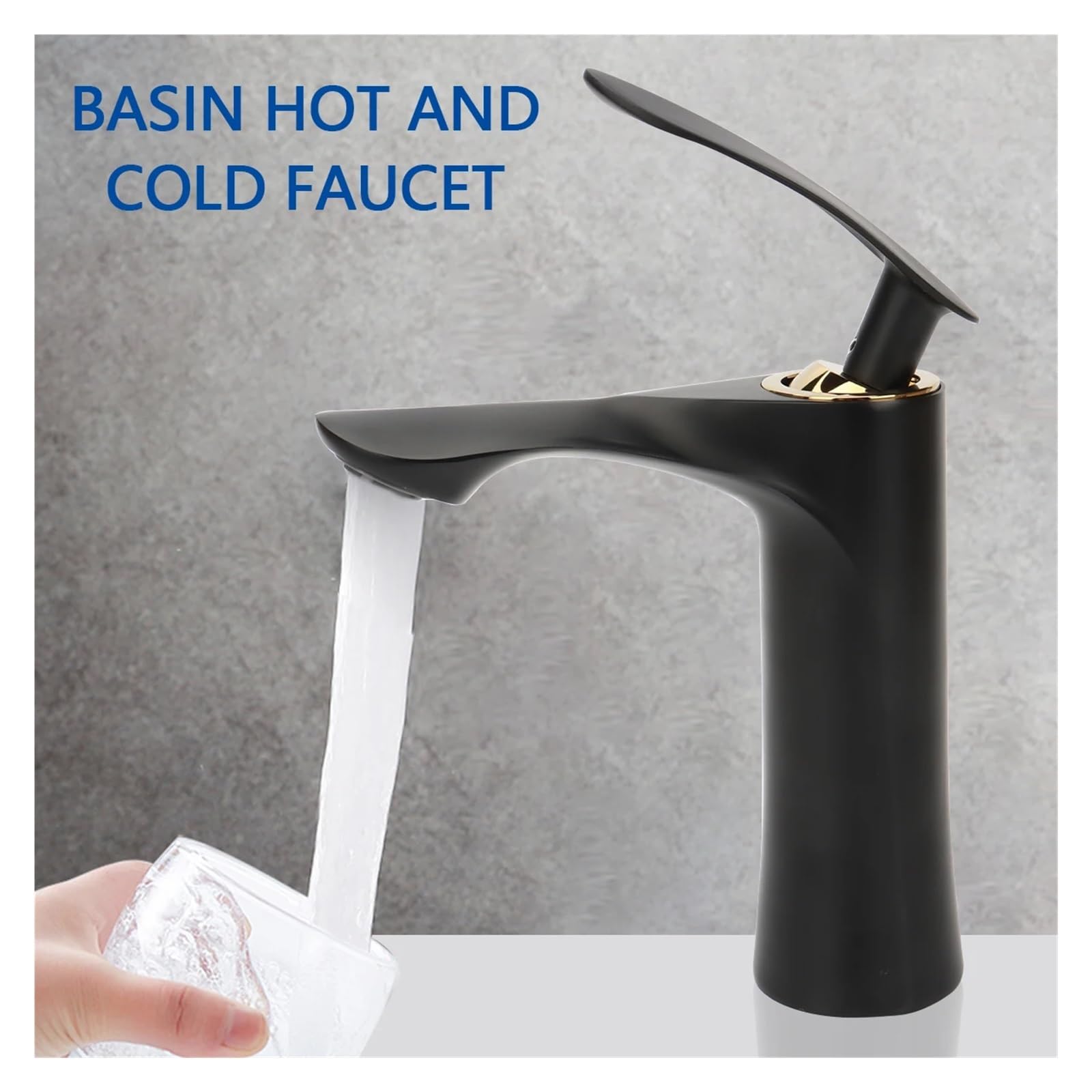 Grifo de Cocina, Grifo de Lavabo de baño de Montaje en encimera, Color Negro Cromado Dorado, Grifo Monomando de Agua fría y Caliente para Fregadero, Bar, casa de Campo, lavandería