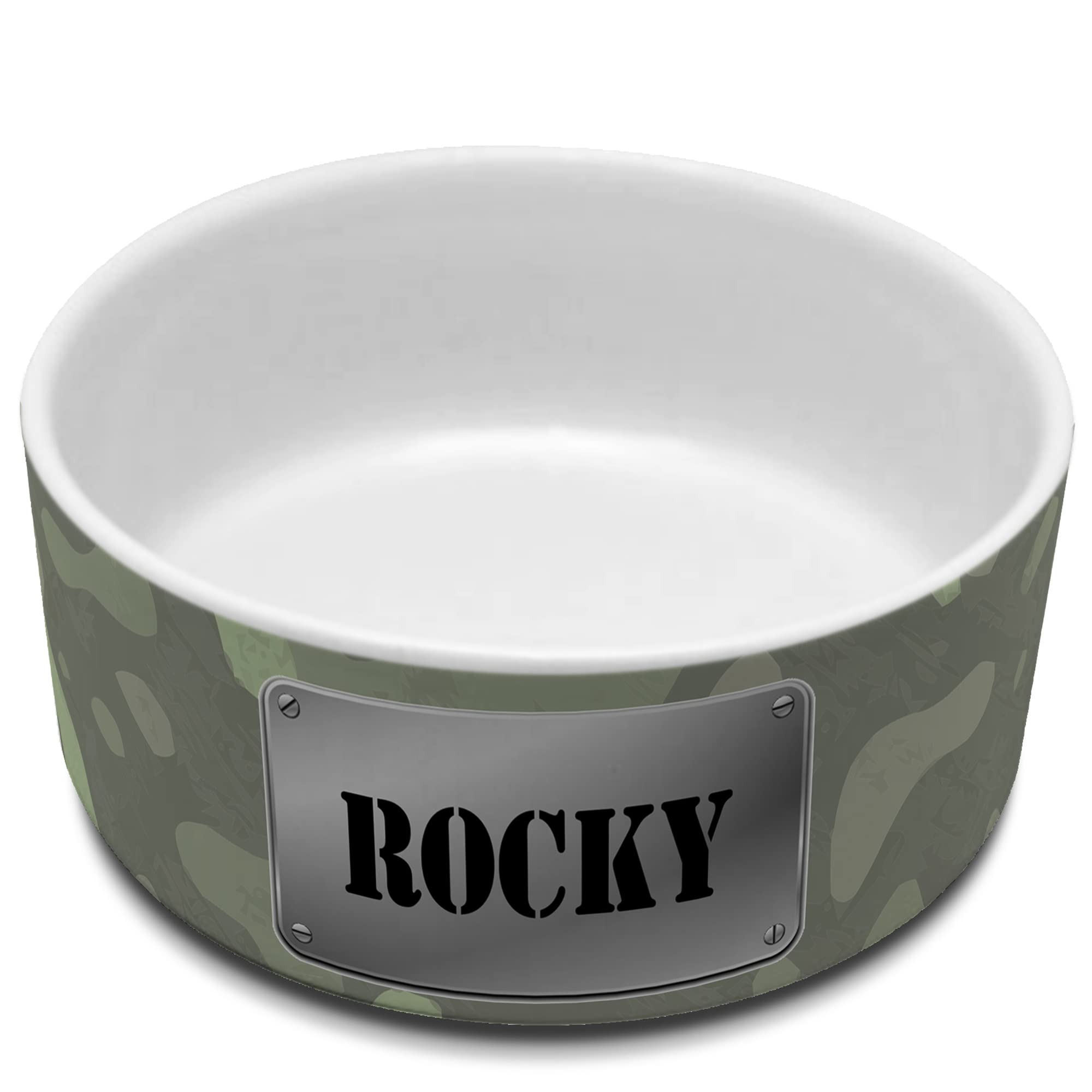 Anti-tip Drinker Cats with Name, Personalised Feeder Cat Ceramic Feeder 650 ml Volume Camouflage