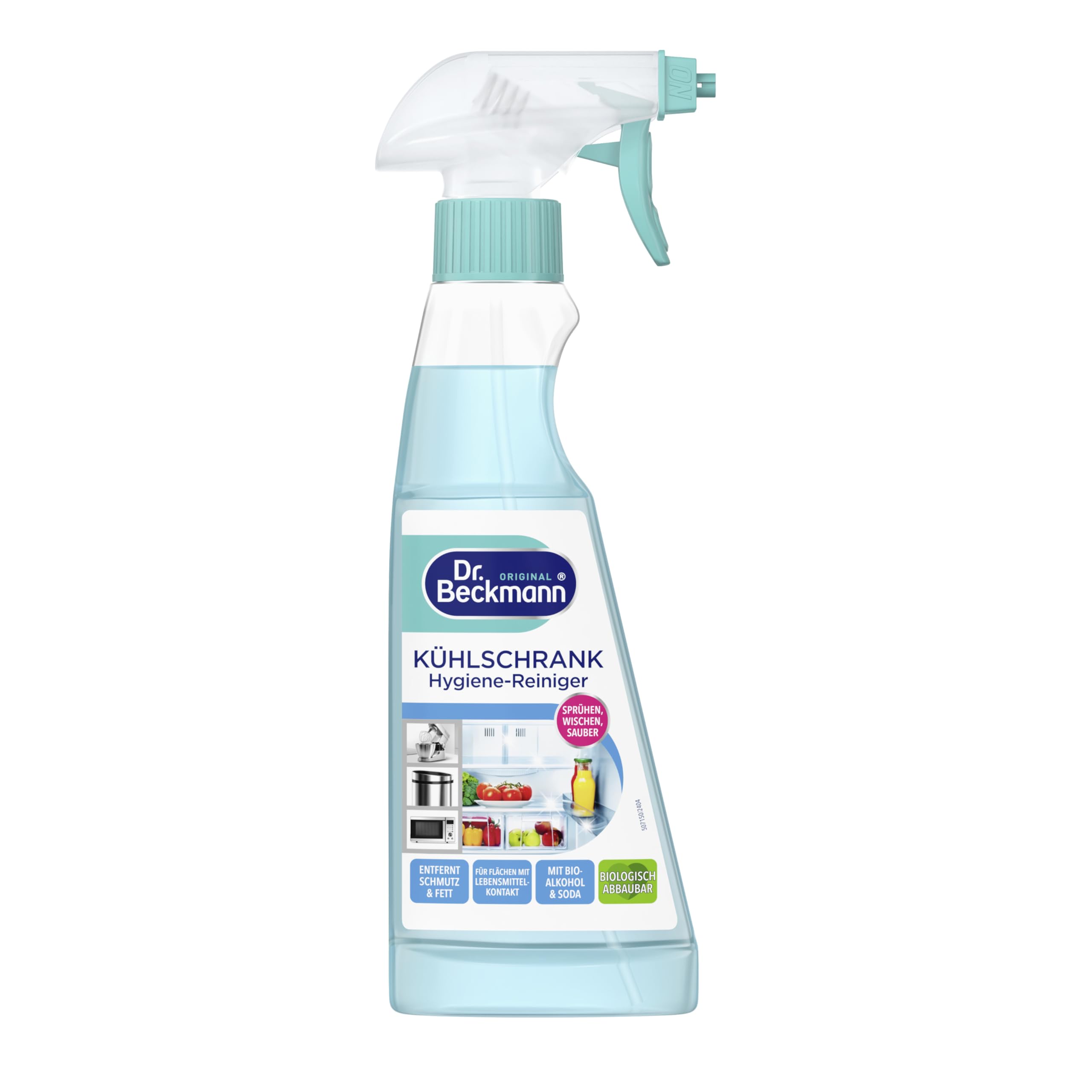 Dr. Beckmann Kühlschrank Hygiene-Reiniger | Reinigt hygienisch und neutralisiert Gerüche | Mit Bio-Alkohol | 250 ml