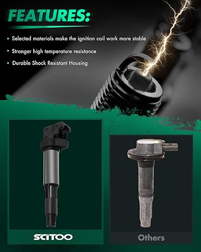 Vista 2370 de SCITOO 1 bobinas de encendido con 4 bujías de iridio para Chevrolet 2011-2015 Cruze 1.4L 2016 Cruze Limited 1.4L 2012-2020 Sonic 1.4L 2013-2021 Trax