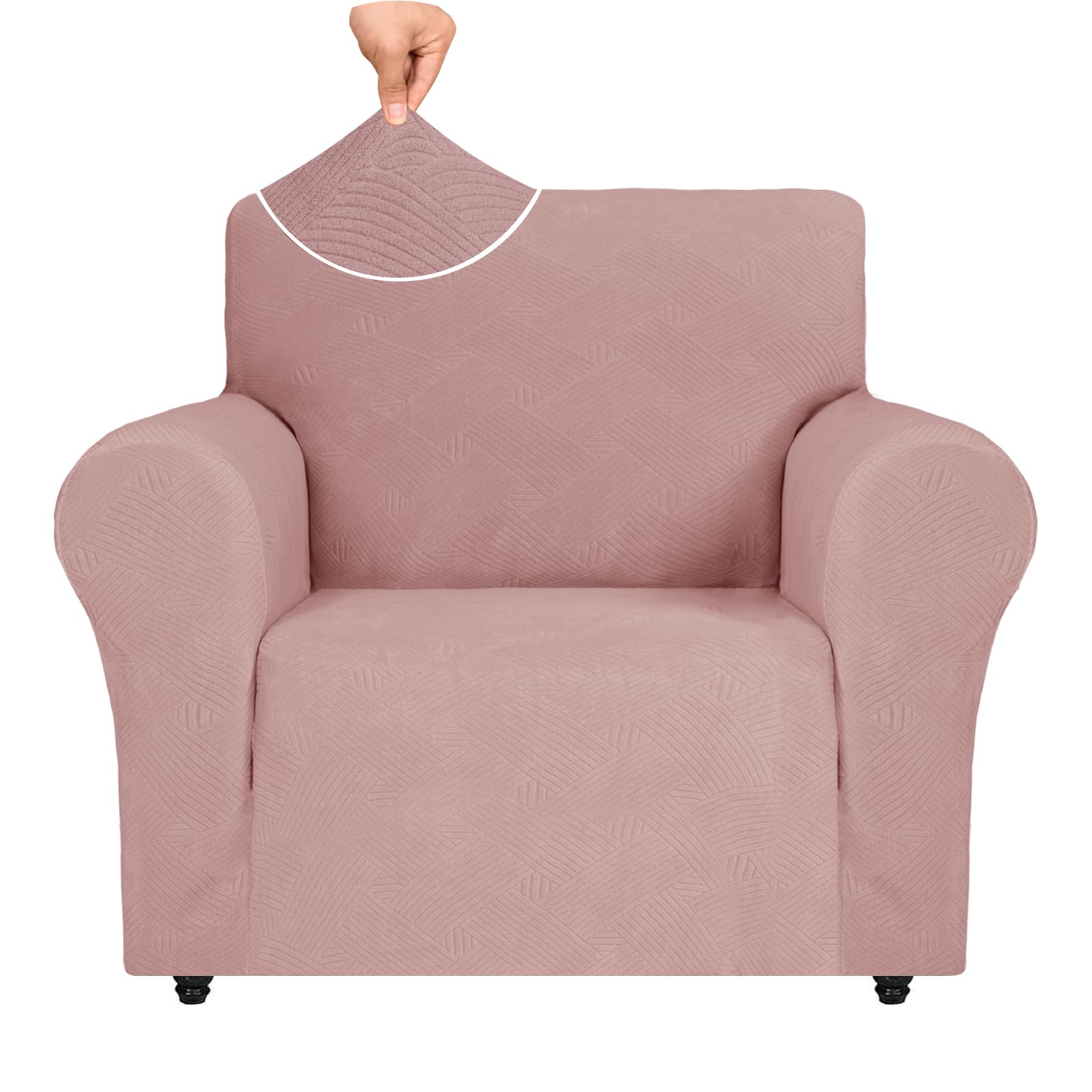 Ystyle Copripoltrona 1 Posto Con Braccioli, Copridivano Antigraffio Gatto, Copridivani Elasticizzato, Pesante Inverno Copri Divani, Fodera Divano Antimacchia Lavabile Antiscivolo, Rosa Grigio