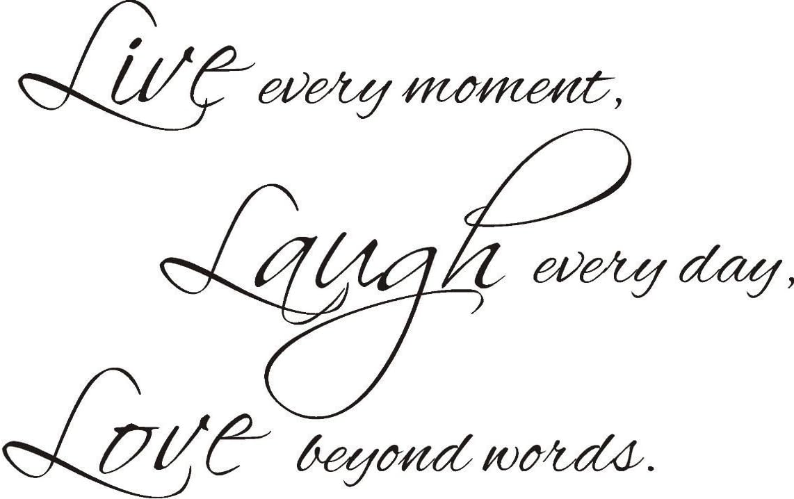 Intercoat Life Laugh Love3 vinyl wall art decal quote sticker.HOME BEDROOM LIVING ROOM (GREY, LARGE 120x60CM)