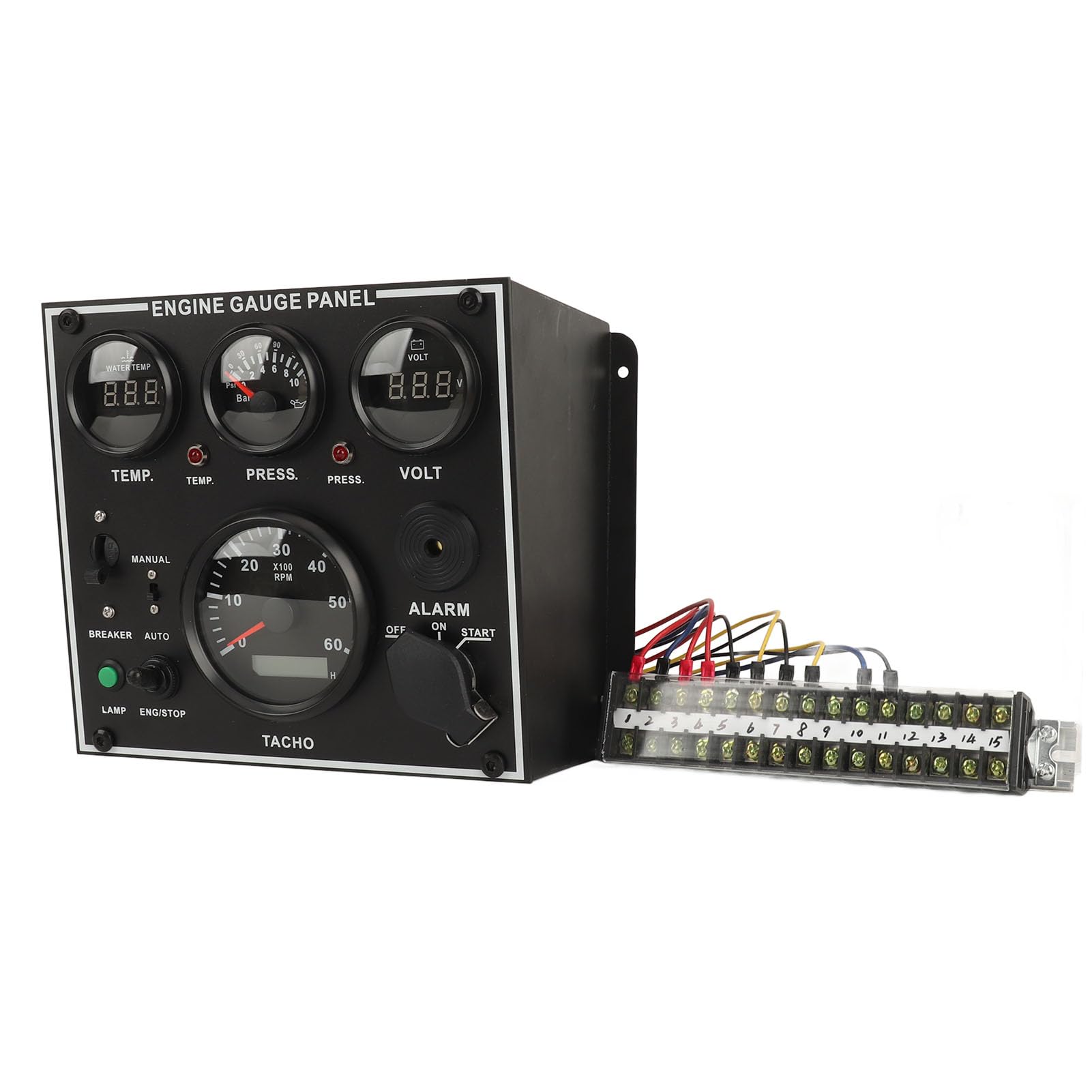 Yosoo Health Gear Digitales Messgeräte-Cluster-Set, Hochpräzise Motoranzeigetafel, Wasser, Öl, Temperatur, Spannung, Drehzahlmesser für Boot, Yacht, Wohnmobil, LKW