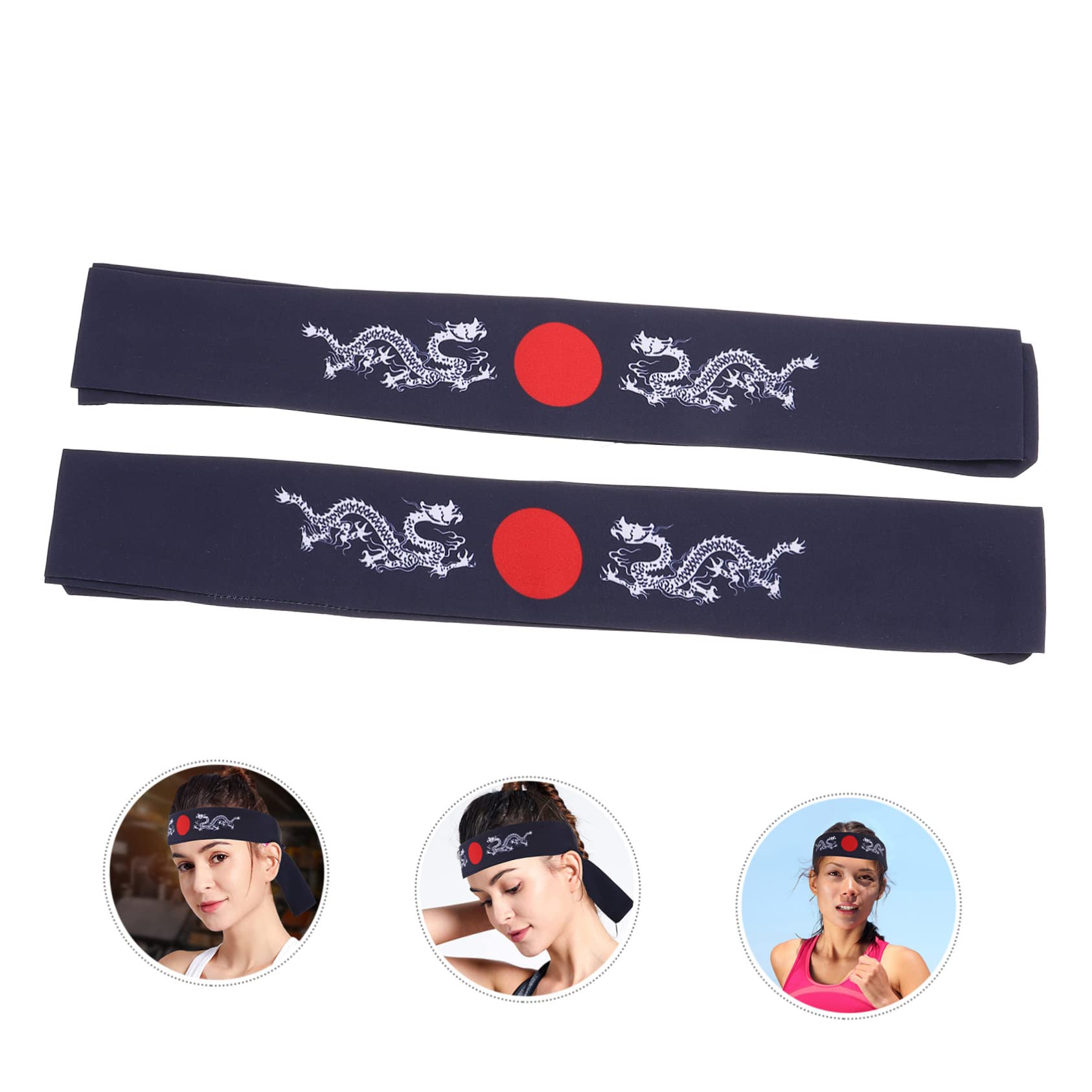 Didiseaon 10pezzi Fascia Giapponese Bushido Bandana Sportiva Per Allenamento Yoga Corsa e Karate Facile Da Indossare Adatta Diverse Forme Di Testa Con Design Drago