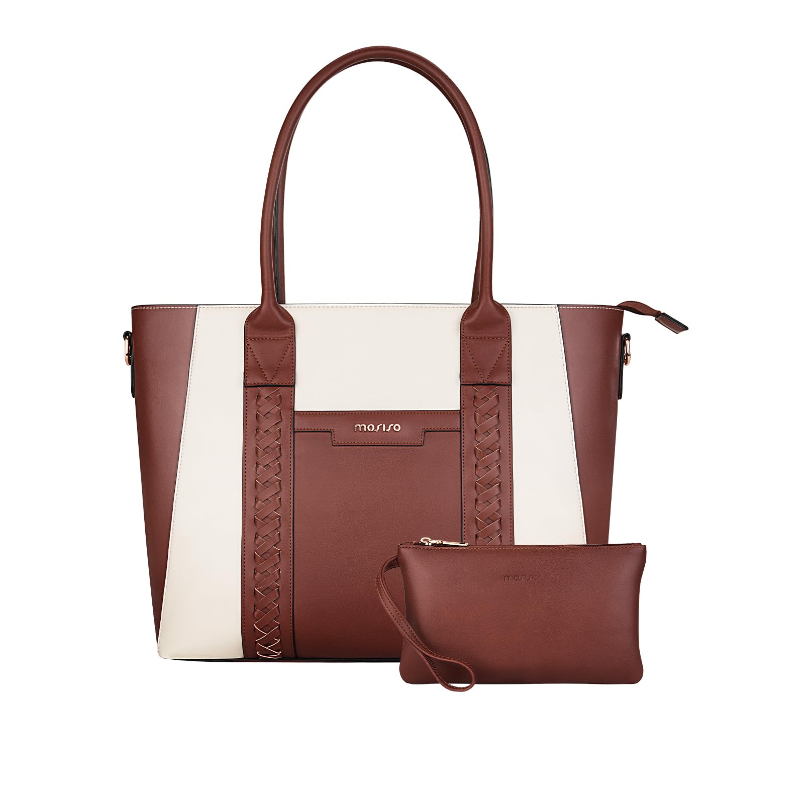 MOSISO Sac Tote Ordinateur Femme, Cuir PU Étanche Avec Clutch