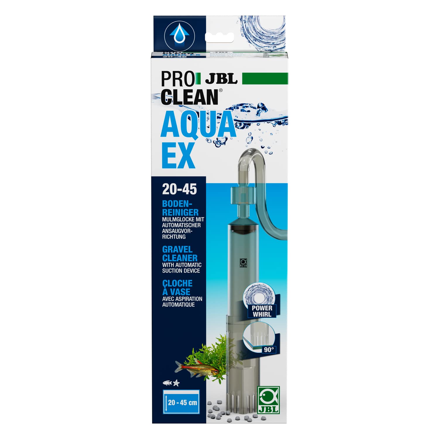 JBL PROCLEAN Aqua EX 20-45, 6142700, Limpiador de Suelo para acuarios de 20 a 45 cm de Altura, Campana de abono