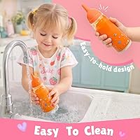 Vista 5 de Biberones mágicos, 2 botellas: 1 de leche y otra de jugo, tamaño grande especialmente para niños pequeños