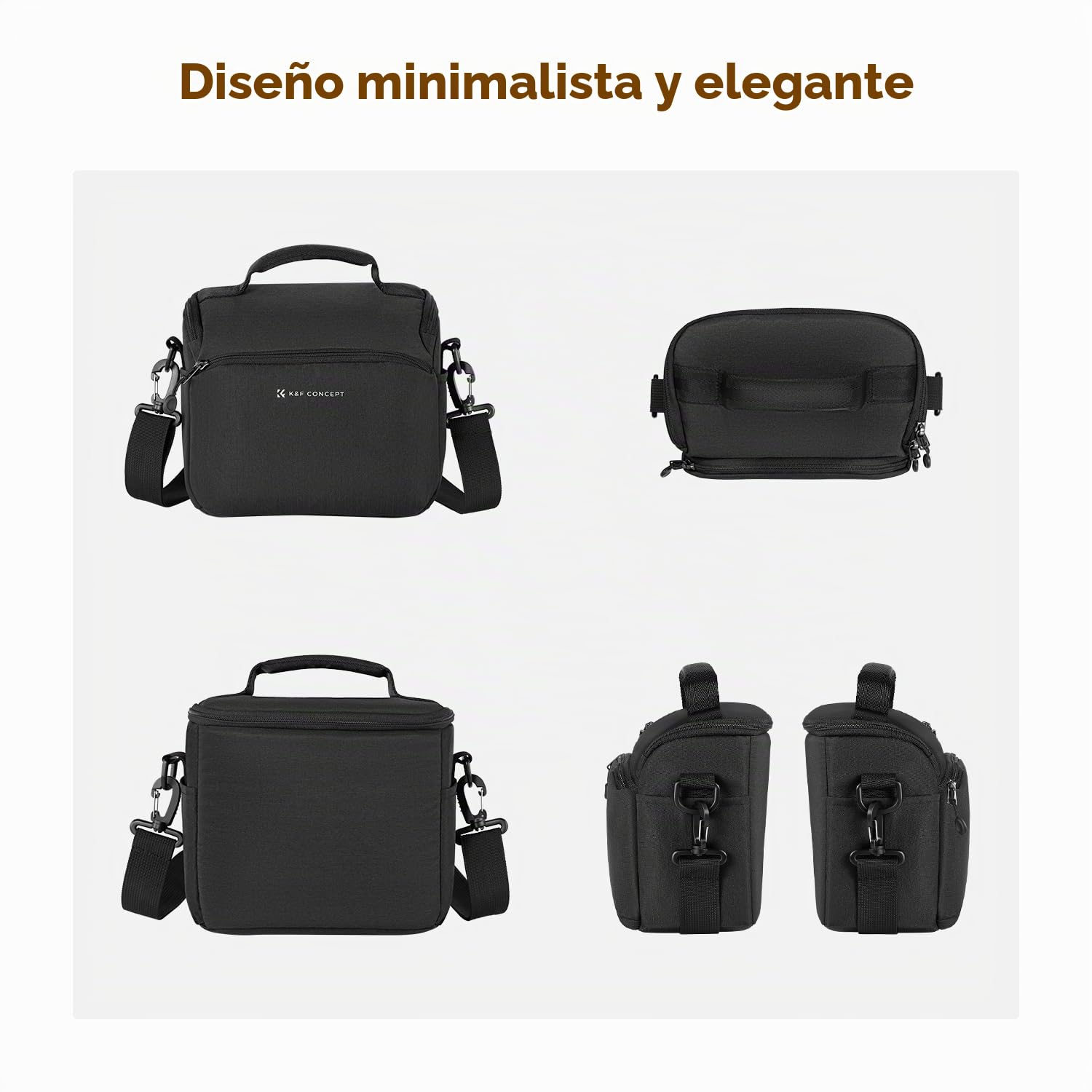 K&F CONCEPT Bolsa Funda Cámara Réflex Impermeable Pequeño Estuche Crossbody para cámara de Hombro con Correa Ajustable DSLR/SLR/Mirrorless Compact Photography Bags-Negro