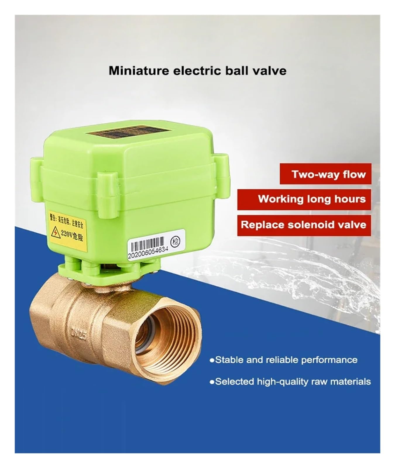 WIMPBLADB Vanne à Boisseau sphérique motorisée en Laiton avec entraînement 1/4", 3/8", 1/2", 3/4", 1", IP65, vanne à Boisseau sphérique électrique, vanne d'eau AC/DC 12 V, 24 V, 220 V(DC12-XY-03)