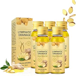 Lymphatic Drainage Ginger Shower Gel, Lymphatic Drainage Herbal Shower Gel, Ginger Lymphatic Drainage Shower Gel, 1.0 FL.OZ (5PCS)