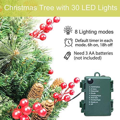 Homekaren 5M50LIGHTS Christmas Tree 30 Inch Prelit 2 Set Pathway Porch Christmas Trees Pre-Light Led Battery Operated Outdoor Xmas Decor thumb #5
