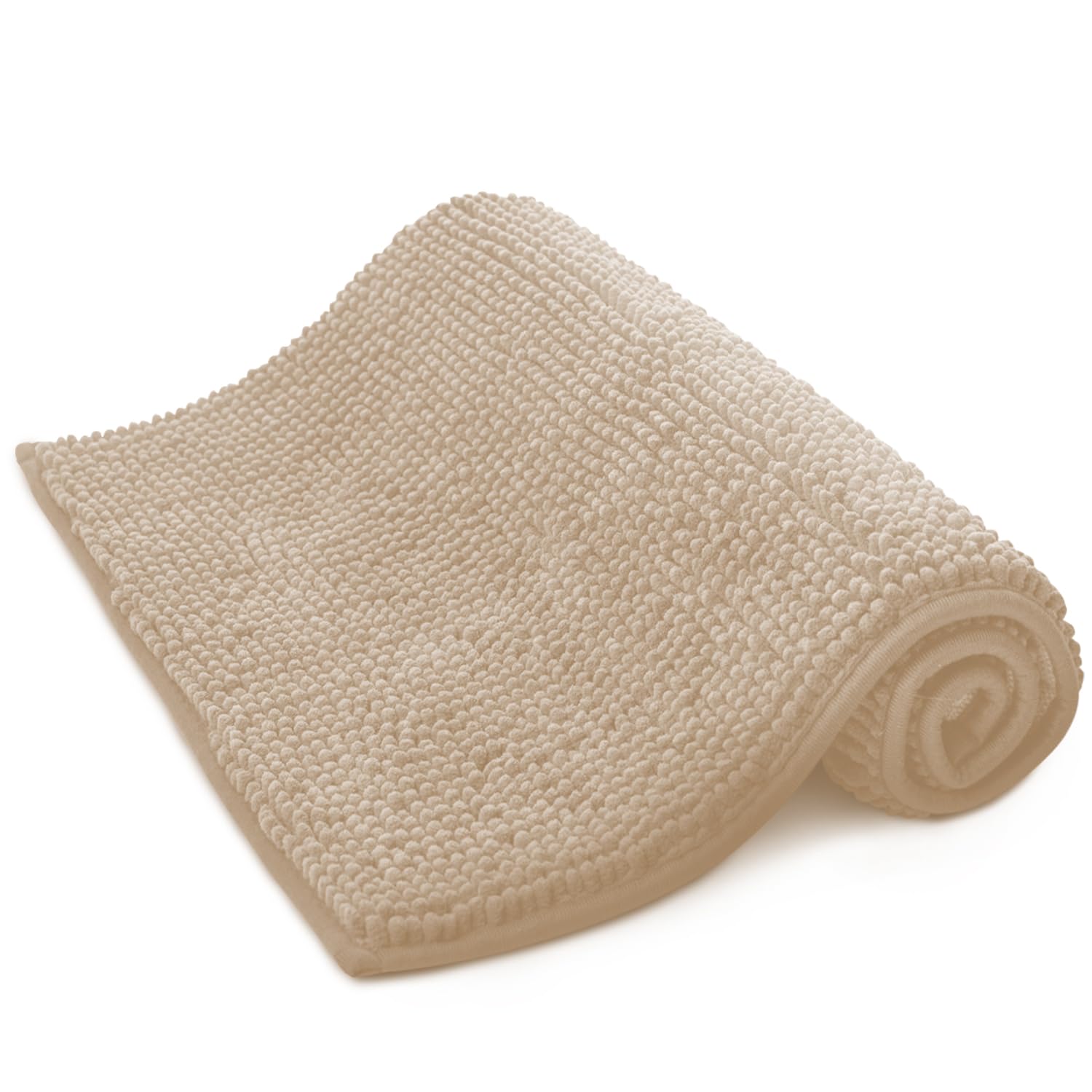 KEPLIN Non-Slip Microfibre Bath & Toilet Mat - Soft, Plush & Comfortable Rug with Machine Washable Design - Water Absorbent & Quick Drying to Keep Bathroom & Home Hygienic & Clean (50x80cm) Beige