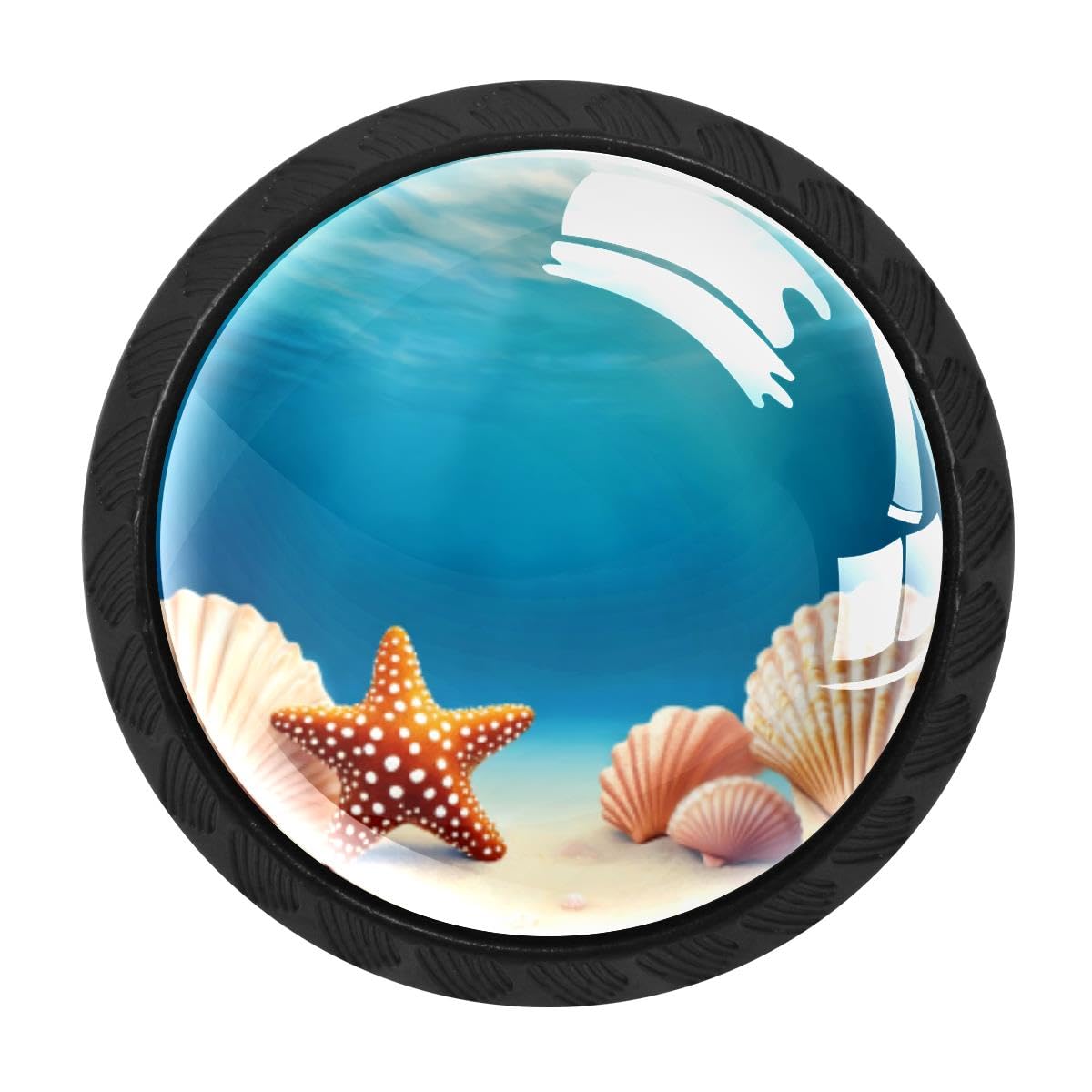HEOEH 4 PCS Cabinet Knobs, Starfish Seashells Drawer Knobs Dresser Handles