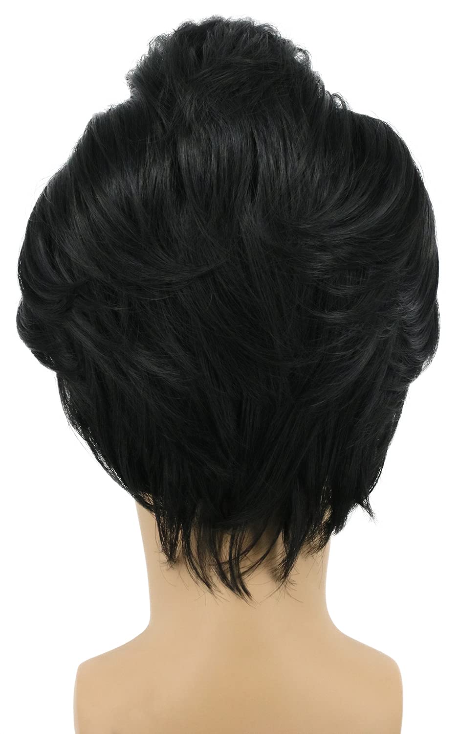Yuehong Men Short Black Curly Wig Bald Wig Receding Hairline Wig Heat Resistant Synthetic Fibers Durable Hair for Halloween Party Cosplay Costume - Image 4