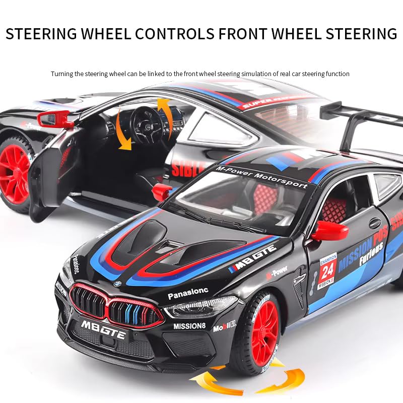 Image of VBE 1:32 B-M-W M8 GTE Exclusive Alloy Metal Die-Cast Pull Back Car | Openable 4 Doors with Light and Music | Best Boys? Gift Toy?Black?