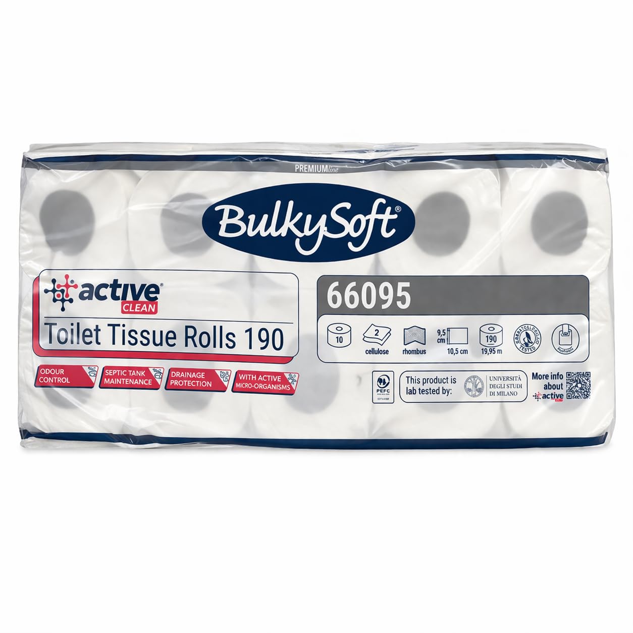 Paluplus 120 Rotoli di Carta Igienica ACTIVE, carta in Pura Cellulosa a 2 Veli di colore Bianco, Rotolo da 190 Strappi con lunghezza 19,95 mt, Carta Goffratura a Rombo 10 CF x 12 Pezzi -66095M -8,1