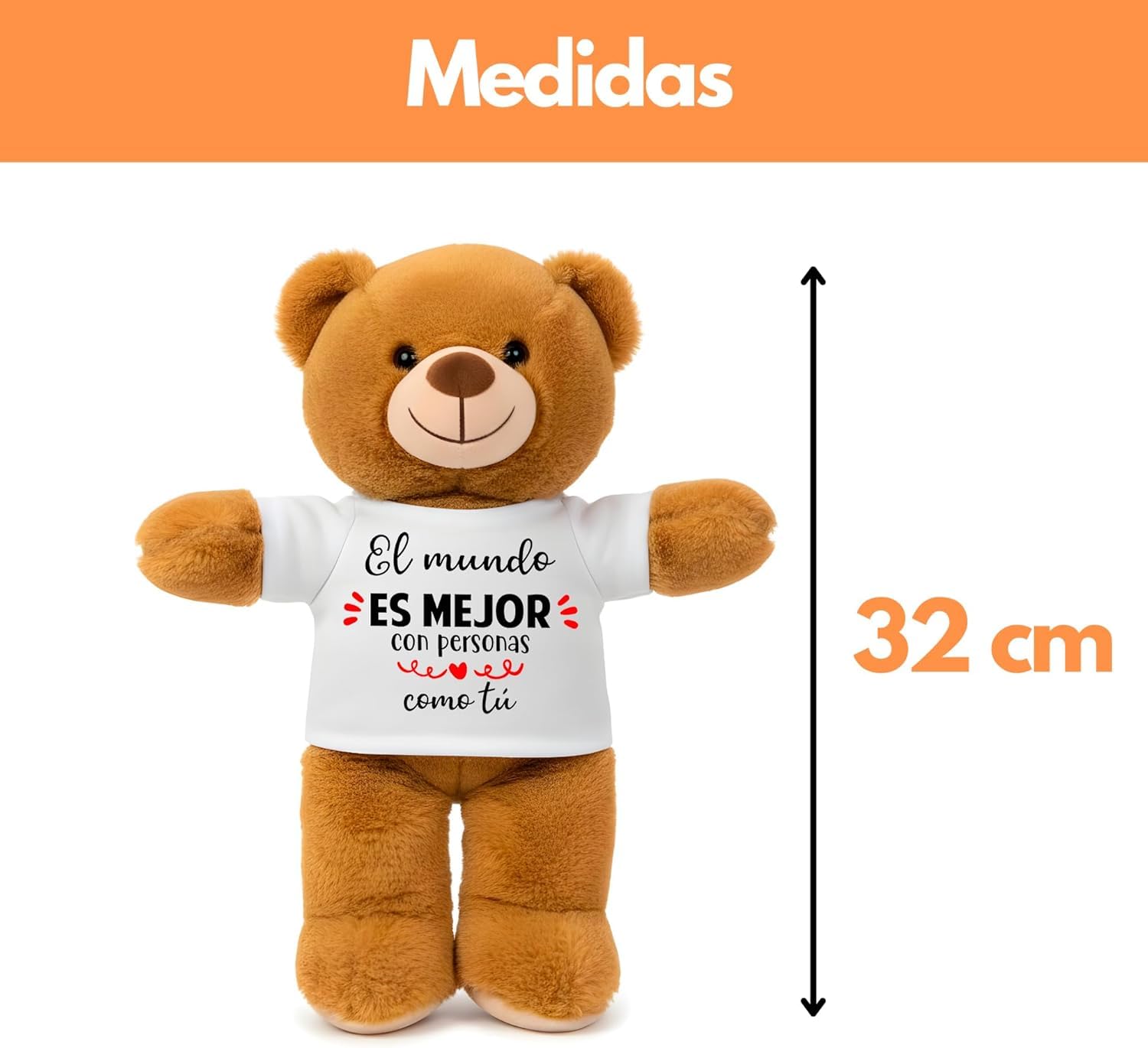 Peluchilandia Regalos Originales para Mujer y Amigas - Osito de Peluche con Mensaje Corazón en Caja Regalo - Detalle para Cumpleaños, Enamorados o Día de la Madre (MARRÓN) — view 3