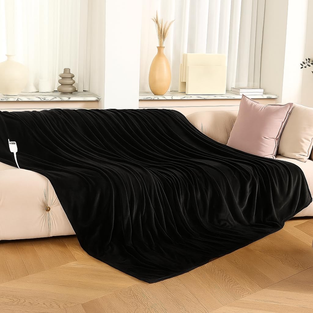 Thermal Fleece Electric Heated Throw Blanket Super Soft Flannel Velvet Faux Fur Mink Throw...