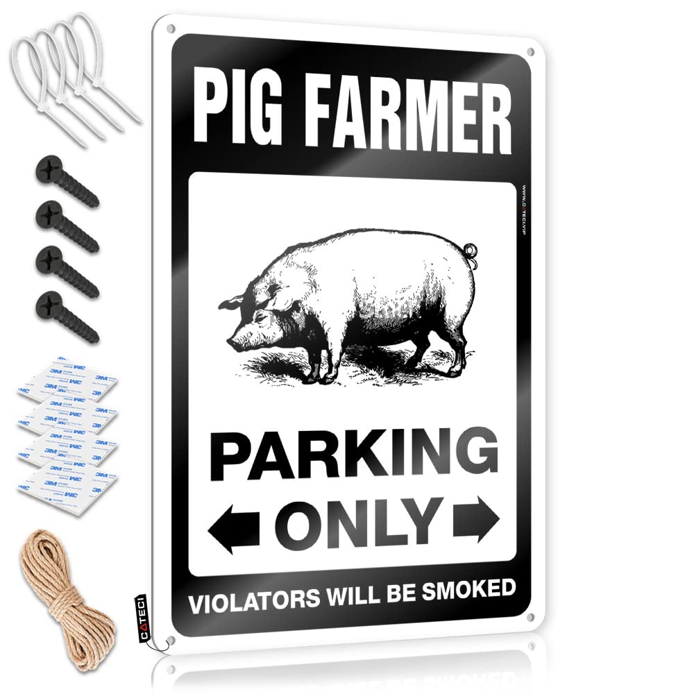KRAZMURONGD Stuff For Your Room Pig Farmer Parking Only Tin Sign Tin Wall Decor Tin Metal Decor(30X40CM)