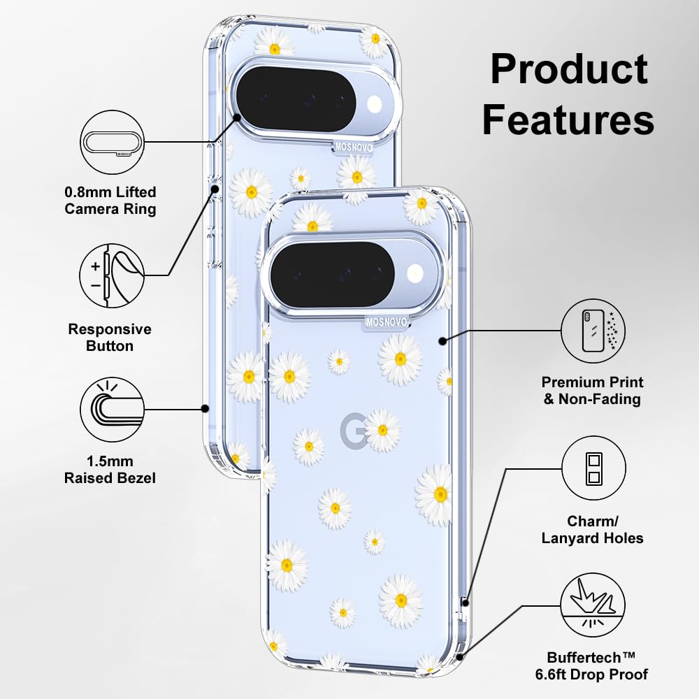 MOSNOVO Case for Google Pixel 10 & Pixel 10 Pro, [Buffertech 6.6ft Military-Grade Drop Protection] [Anti Peel Off Tech] Clear TPU Bumper Phone Case Cover Design - Cute Cherry — view 197
