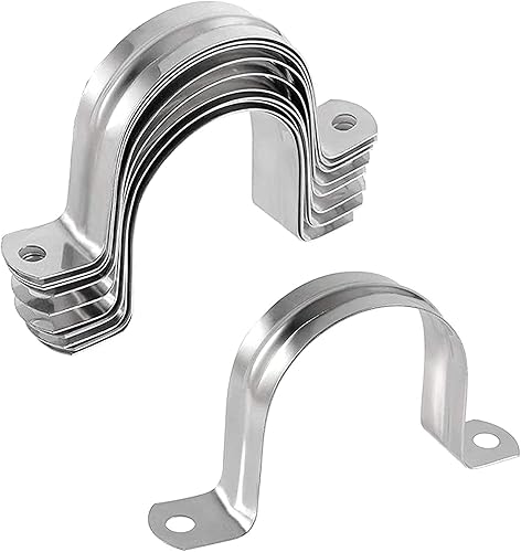 10 correas rígidas de tubo de 4 pulgadas, correa de acero inoxidable de dos agujeros, soporte en U, correa de tubo ampliada, clip de tensión, kit
