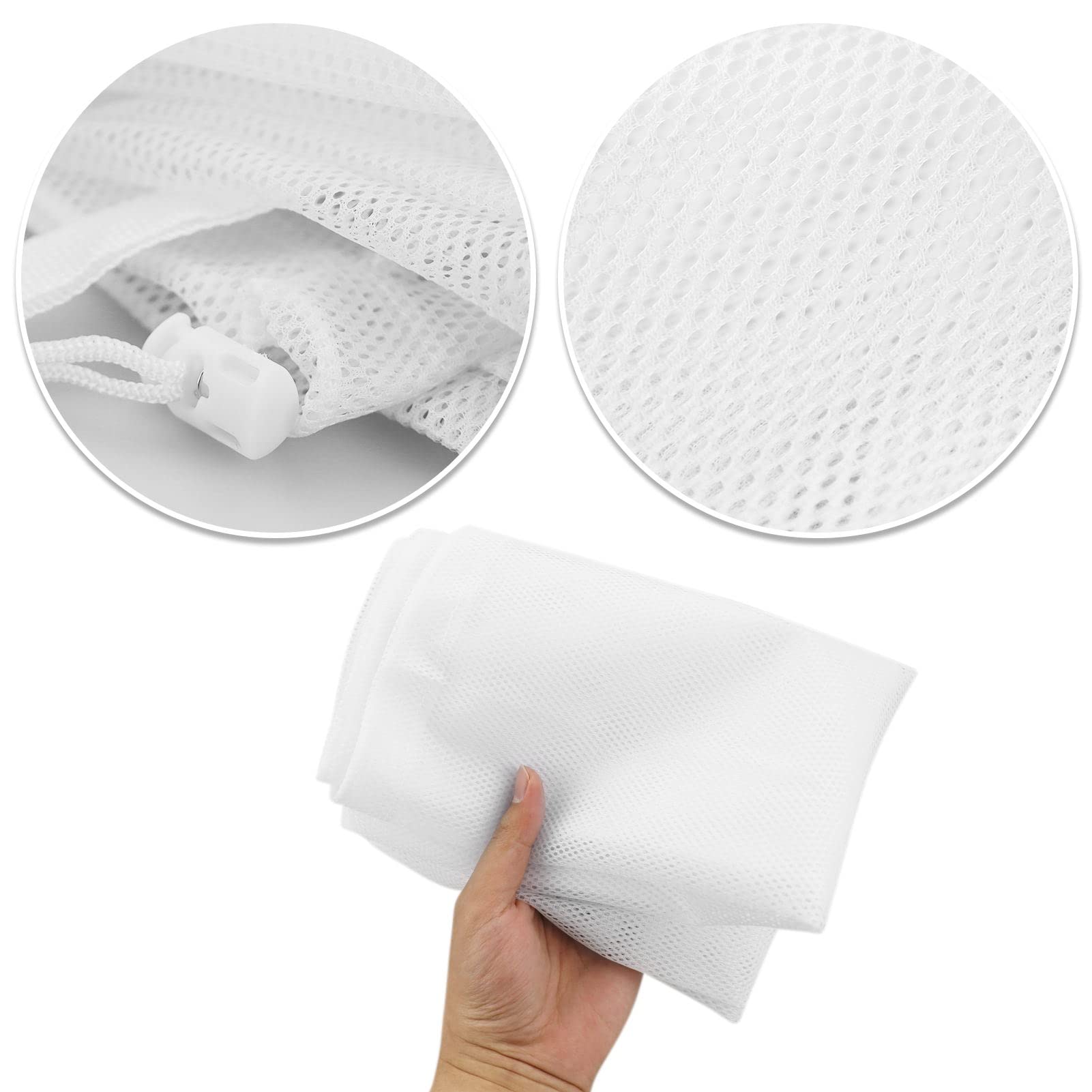 3Pcs Laundry Mesh Wash Bags, Drawstring Net Laundry Bag For