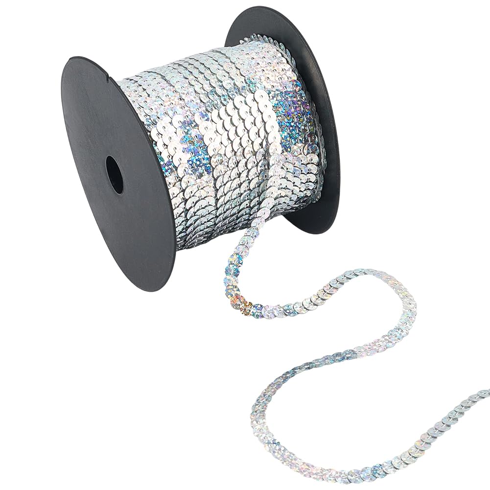 Frange paillettes argent 6mm pour personnaliser vos bandeaux et robes de fête