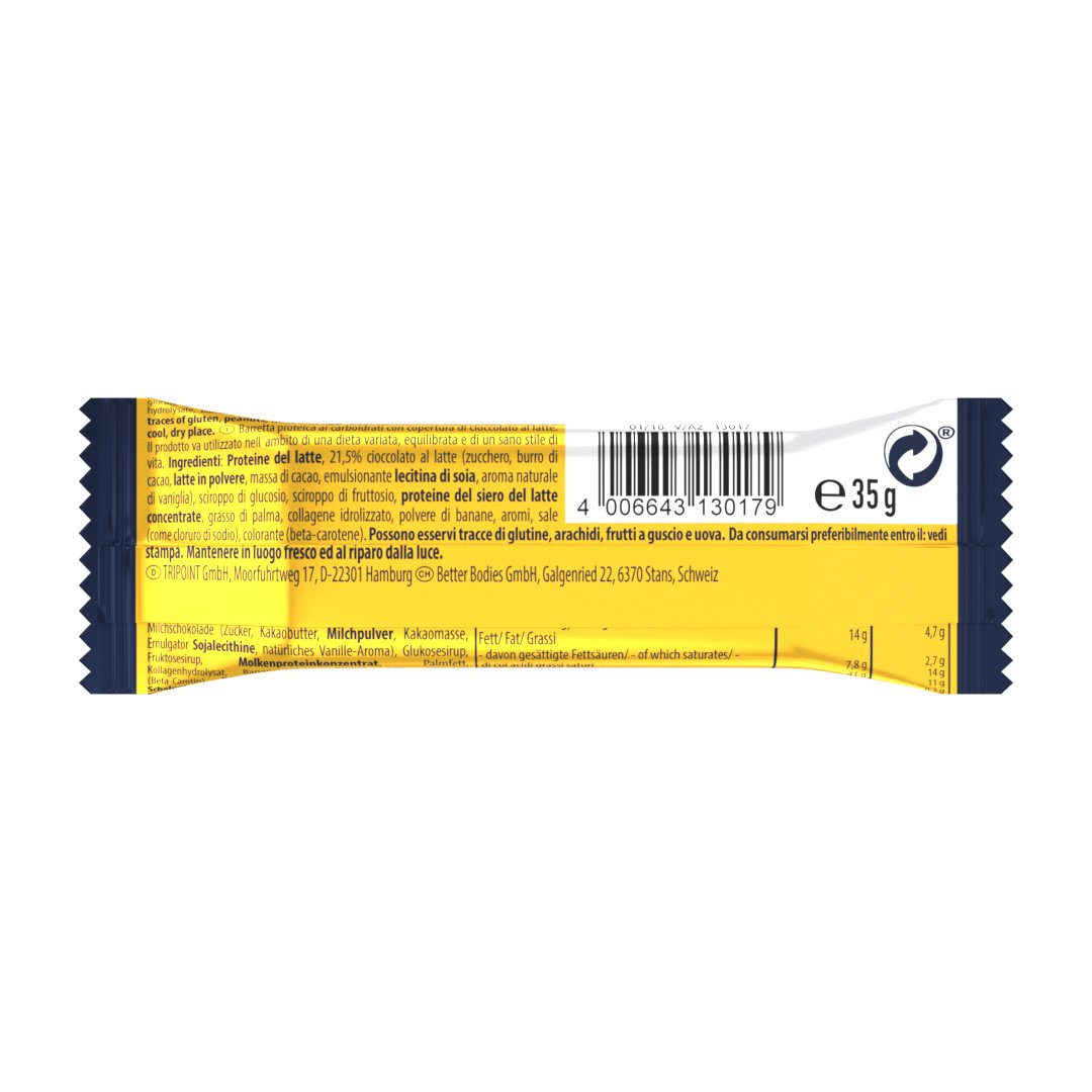 Multipower Power Pack Classic Milk Protein Riegel – Eiweißriegel mit 27% Protein – klassischer Power Bar als gesunder Sport-Snack – mit leckerem Banane-Schokolade-Geschmack – 24x35g