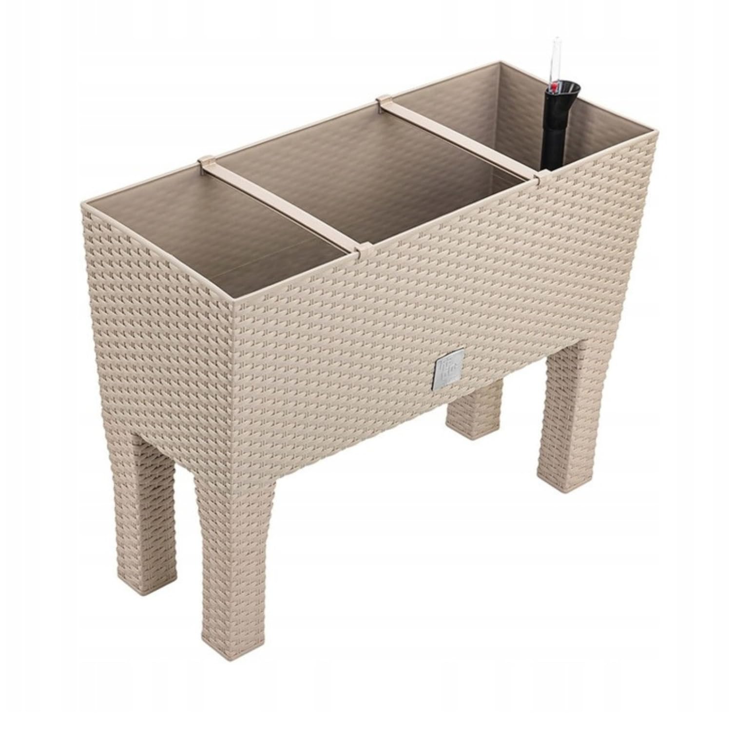 B2C Raised Planter Plant Pot On Legs Rattan Large Look Texture White Anthracite Flower Box 60cm 80cm Home Growing Garden Decoration (Mocca, L 80cm x H 62cm)