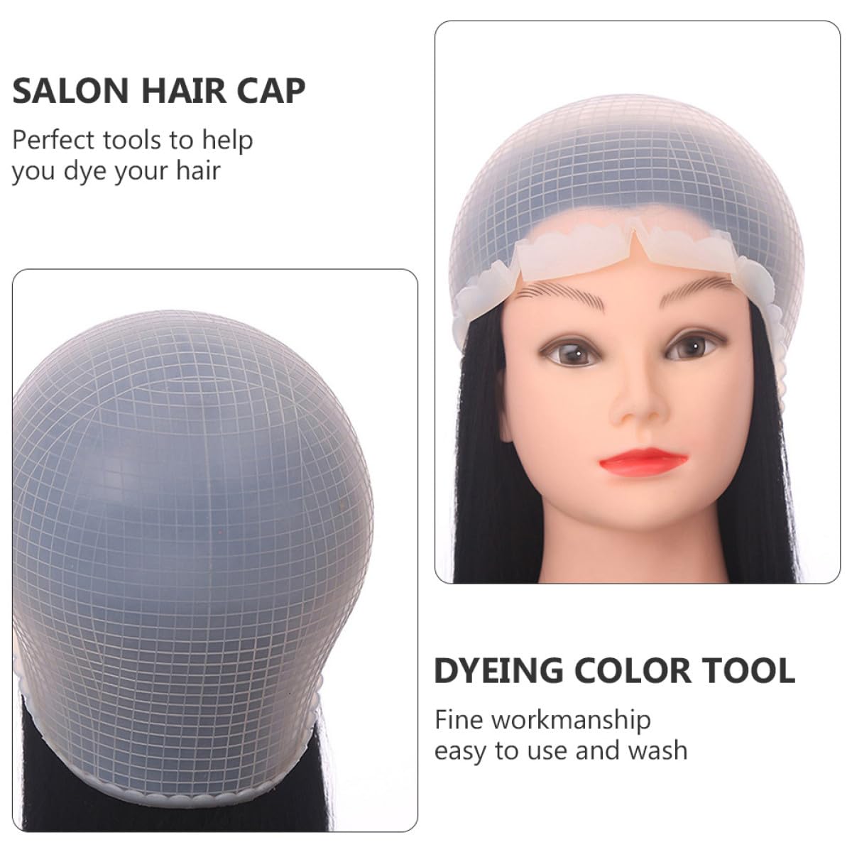BETOOKY Gorro de Silicona para Mechas Profesional 2 Piezas con Aguja para Teñir el Cabello, Herramienta para Reflejos y Teñido, Accesorio Reutilizable para Peluquería y Cuidado del