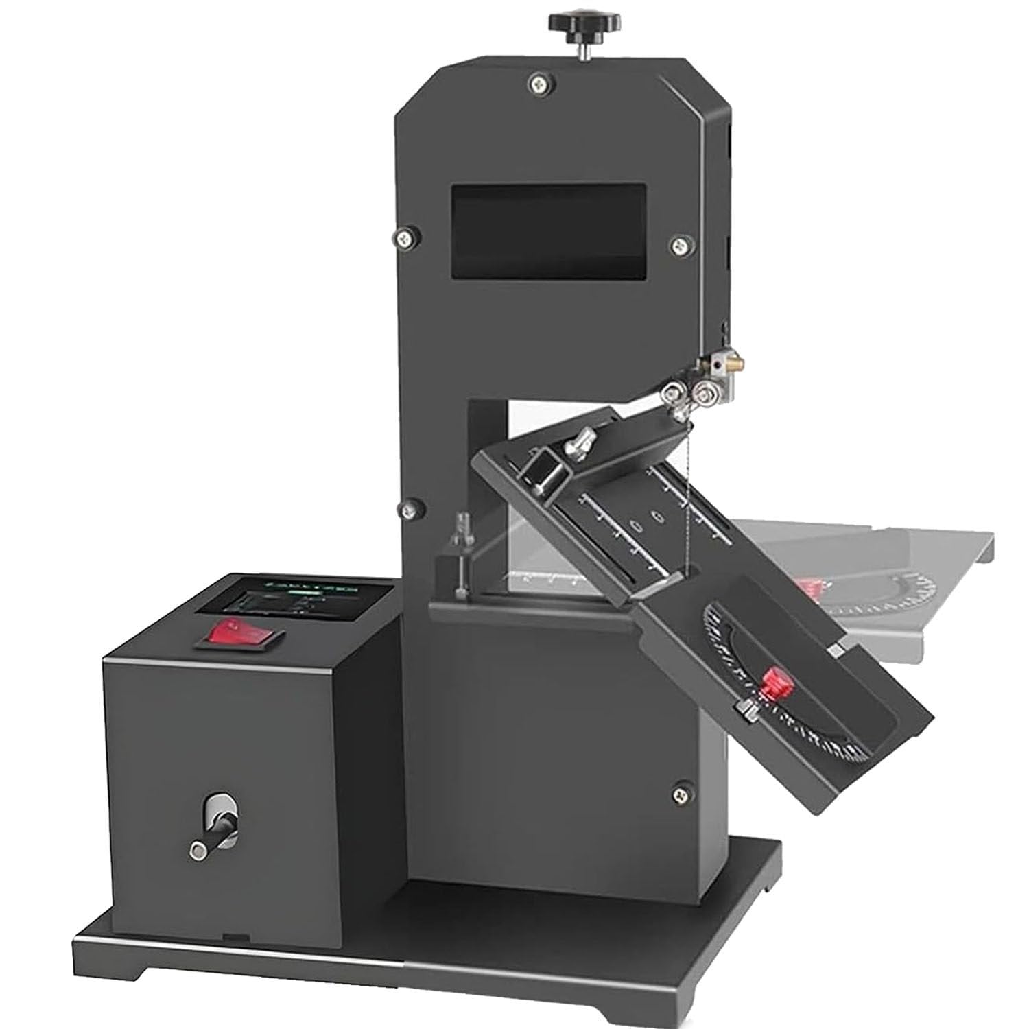 Sierra de cinta de mesa de 800 W para carpintería | Altura de corte de 70 mm y mesa inclinable de 0 a 45 ° | Sierra de mesa eléctrica para cortes curvos y rectos