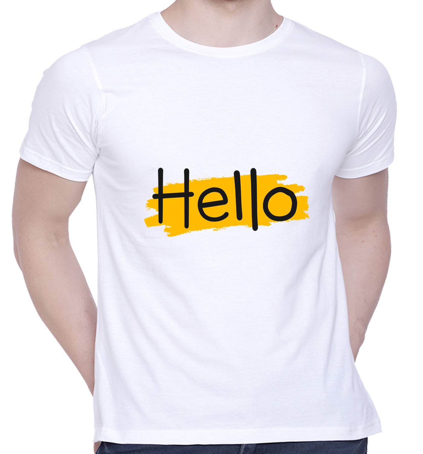 CreativiTGraphic Printed T-Shirt for Unisex Hello Tshirt | Casual Half Sleeve Round Neck T-Shirt | 100% Cotton | D00663-726