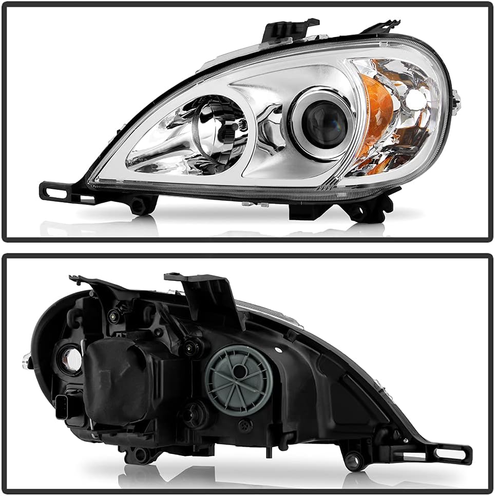 ACANII - For [Halogen Model] 1998-2001 Mercedes-Benz W163 ML320 ML430 Chrome Housing Headlights Headlamps Left+Right