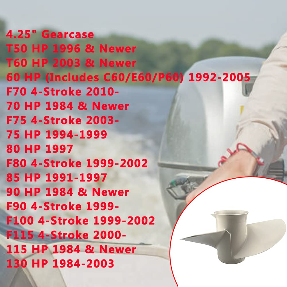 Boatman Hélice hors-bord OEM 13 1/4 x 17 en aluminium pour moteur de bateau Yamaha 50-130 CV, 15 dents cannelées