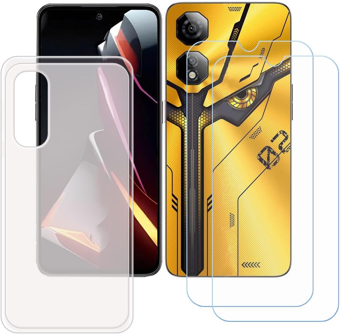for Nubia Neo 2 5G + 2 Pack HD Tempered Glass Universal Translucent Case, Silica Gel Case TPU Bumper Protective Back Case - Anti-Scratch Protector for Nubia Neo 2 5G 6,72"