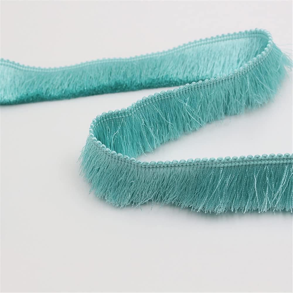 15 Meters 2.8cm Fringe Tassel Trim Fringe Trim Macrame Tassel Ribbon Cotton Tassel Lace Edging Trim Ribbon Lace Trim Fabric for Clothes Curtain Blanket Hammock Umbrella Decor Sewing (Blue-Green)