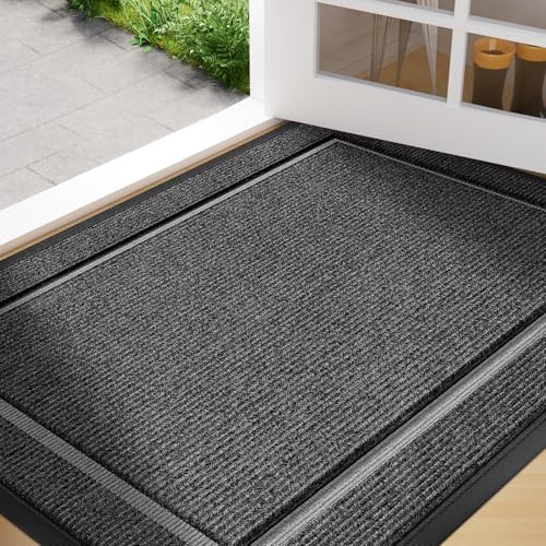 Front Door Mat 32"x20" Outdoor Indoor Rubber Entryway Grey