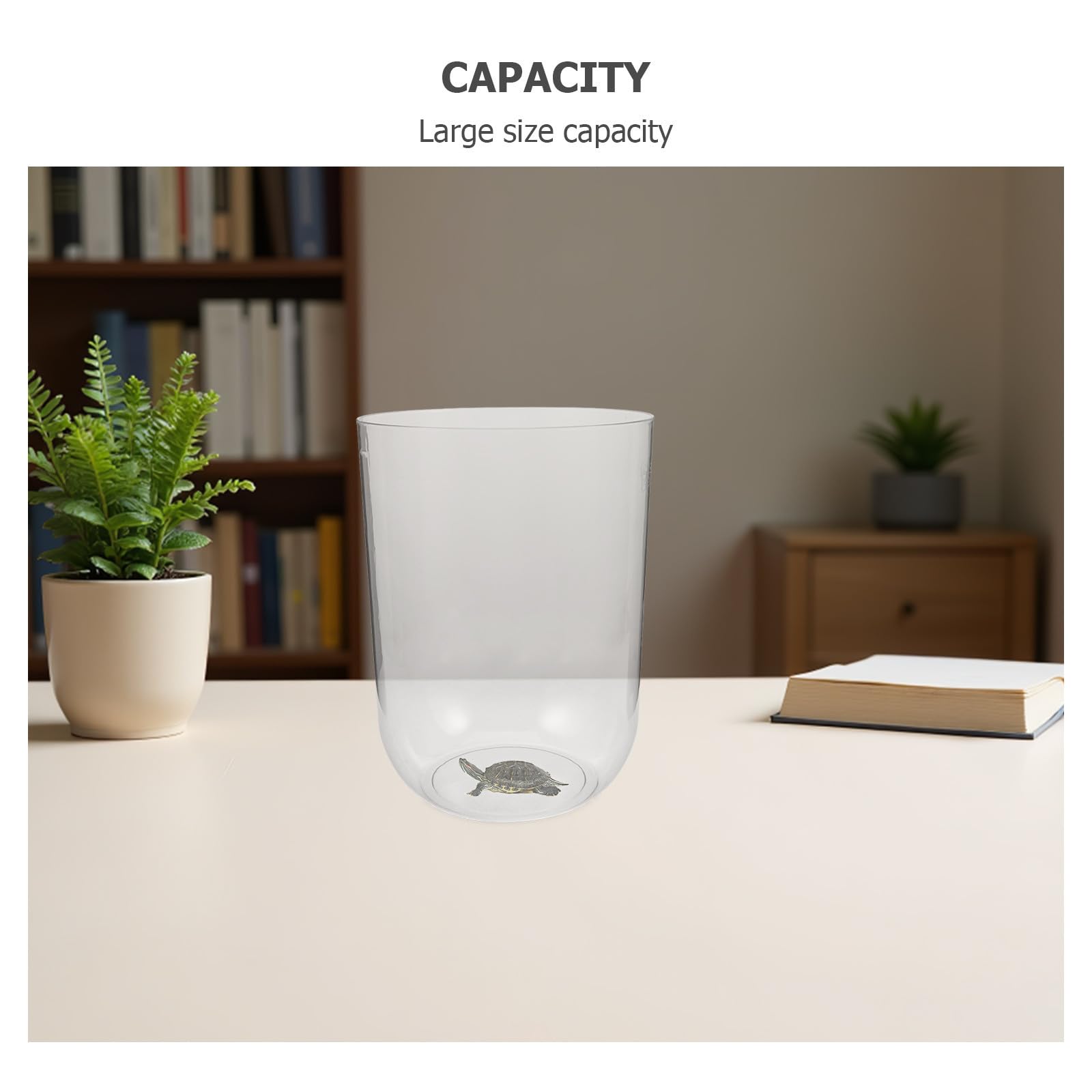 KALLORY Aquarium Cylindrique Créatif pour Tortues 8l en Pet, Design Élégant et Facile à Entretenir, pour Bureau et Maison Accessoires de Paysage