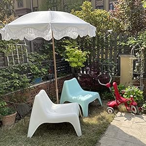 Parasol Buitenparasols Witte kantelbare parasol, ronde achtertuinparaplu, romantische decoratie/zonnescherm Patio…