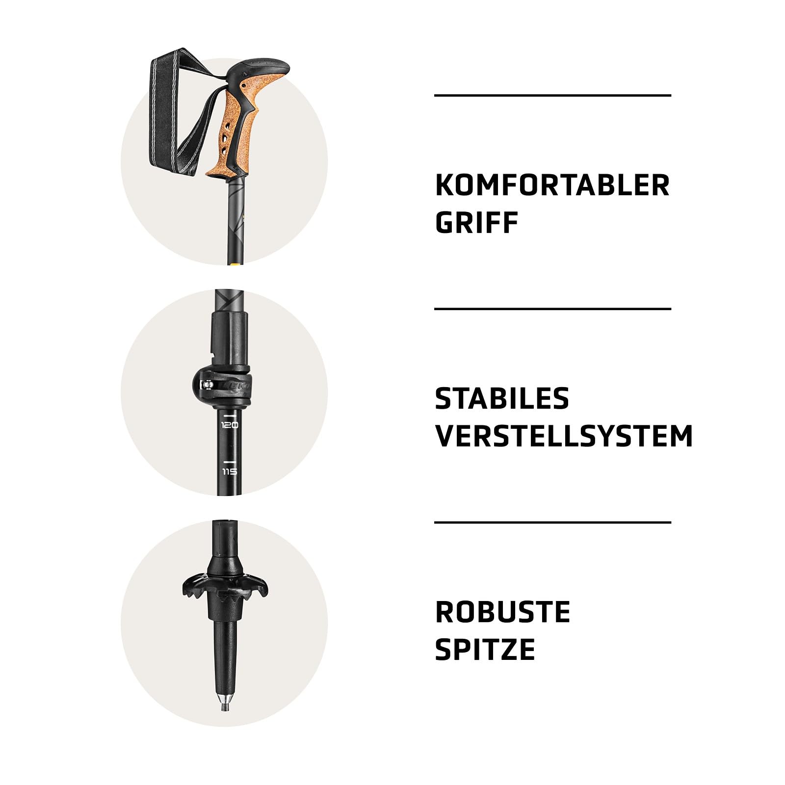 LEKI Khumbu Lite Trekking Poles - Aluminum Collapsible Lightweight Walking Poles for Hiking